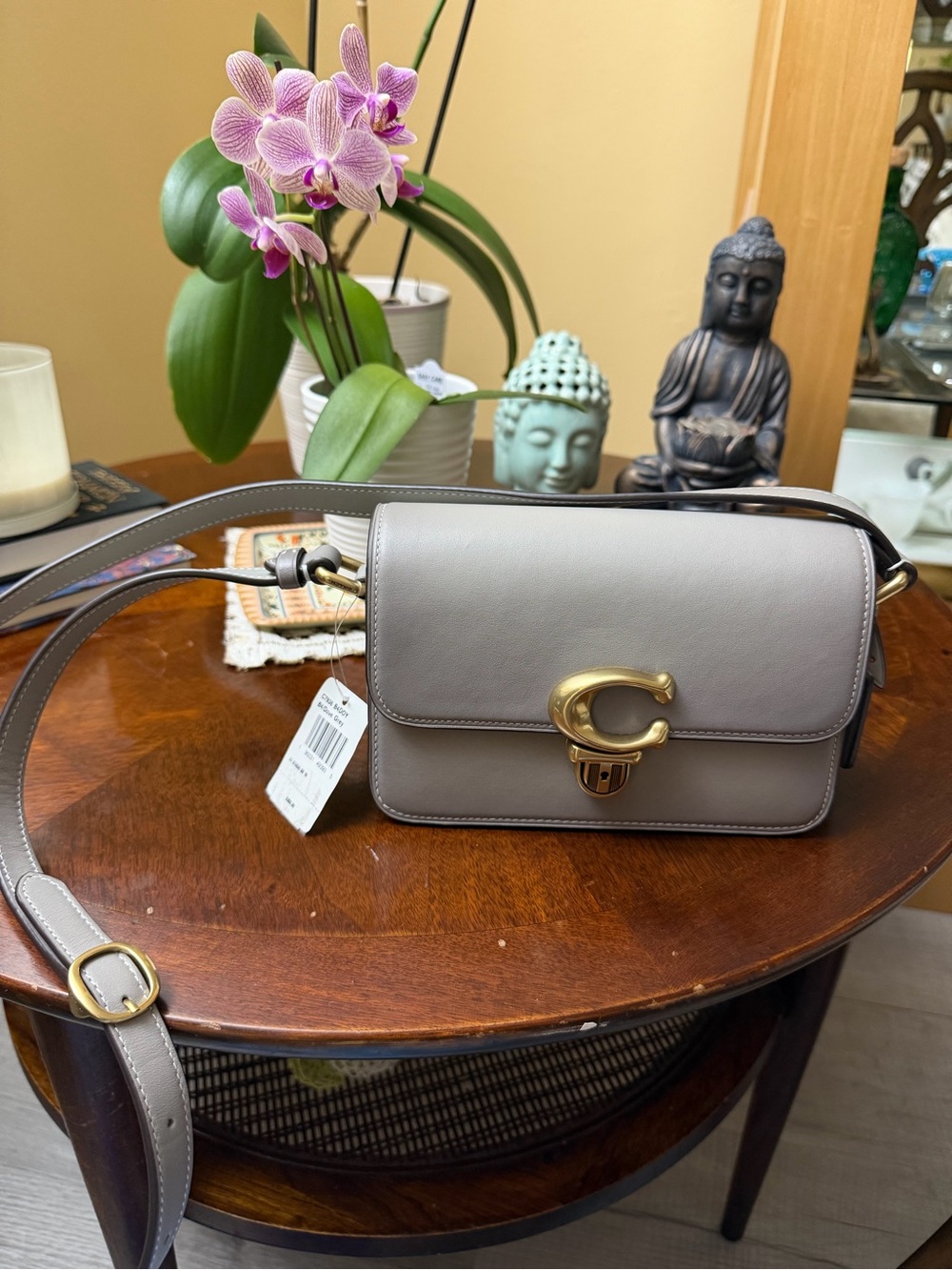 Coach Taupe Crossbody Bag with Gold 'C' Hardware